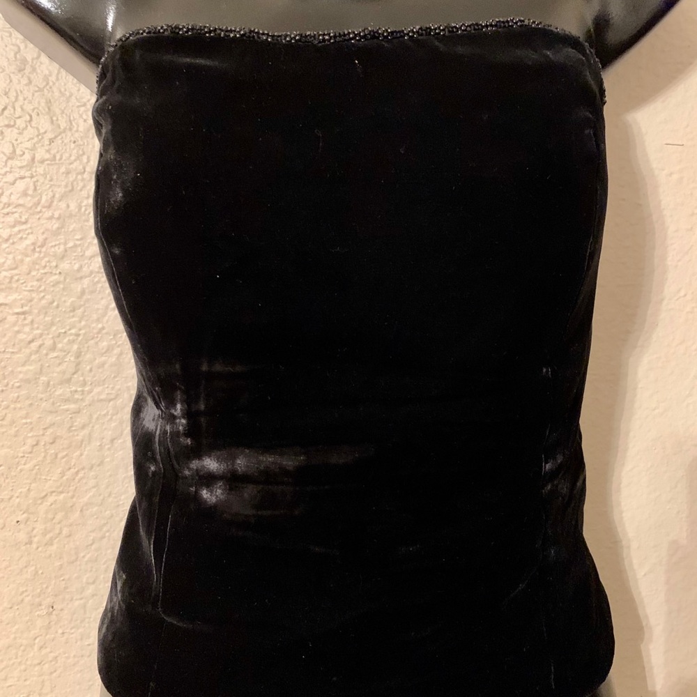 Black Liz Claiborne Velvet Corset Style Top Sz 12